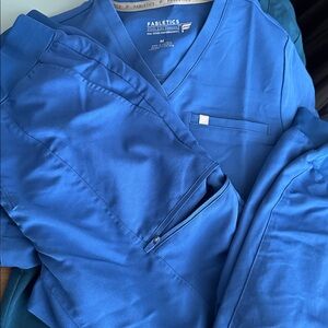 Fabletics Women’s Royal Blue Scrub Set - One Pocket Vital Top, On Call Jogger.